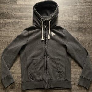 Abercrombie & Fitch Men's Muscle Fit Thick Double Zip Hoodie Jacket Gray M EUC